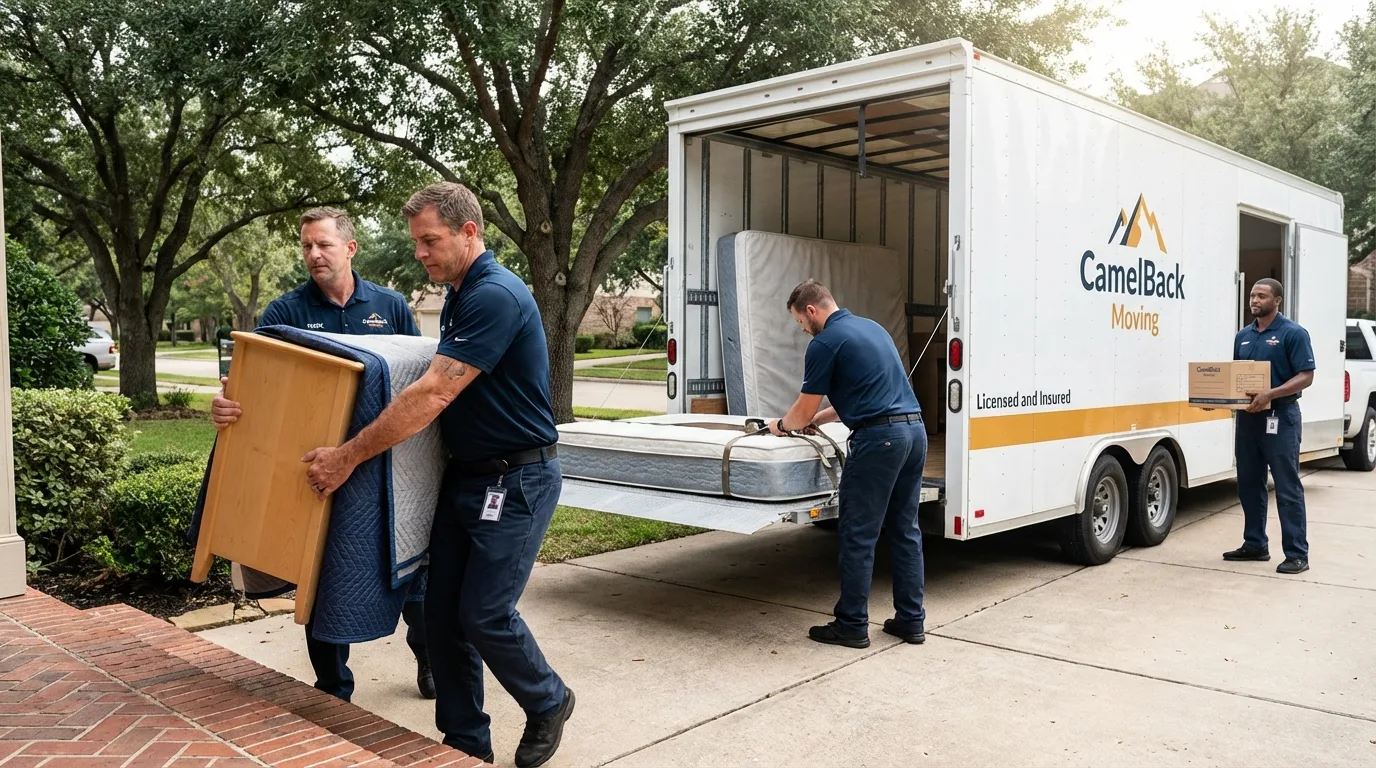 Crew loading residential truck for cross-state move from Coamo, PR